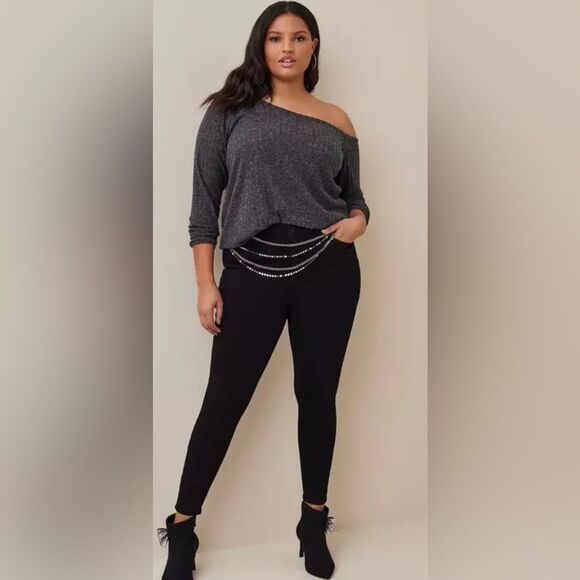 Off-Shoulder Super Soft Plush Wide Rib Sweatshirt size 2X - Picture 1 of 6